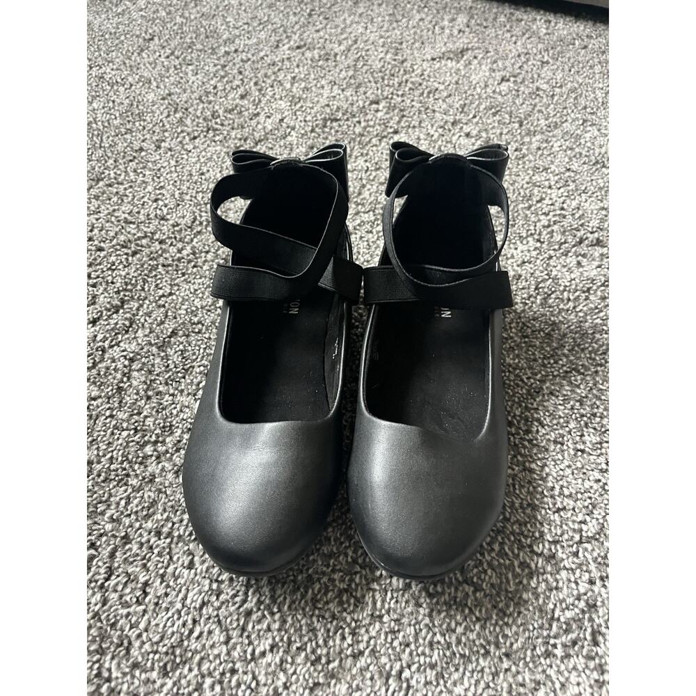 Kenneth Cole Reaction Girls Mary Jane Flat Shoes Black Size 3 Ankle Wrap Bow